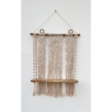 Natural cotton macrame wall hanging with shelf – Kibber design, buy Australia