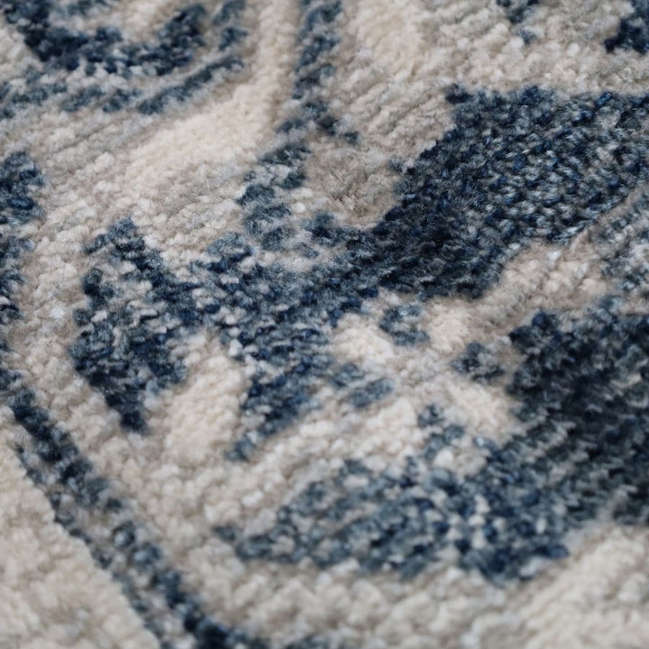 Lupin Navy and White Traditional Distressed Extra Large Rug