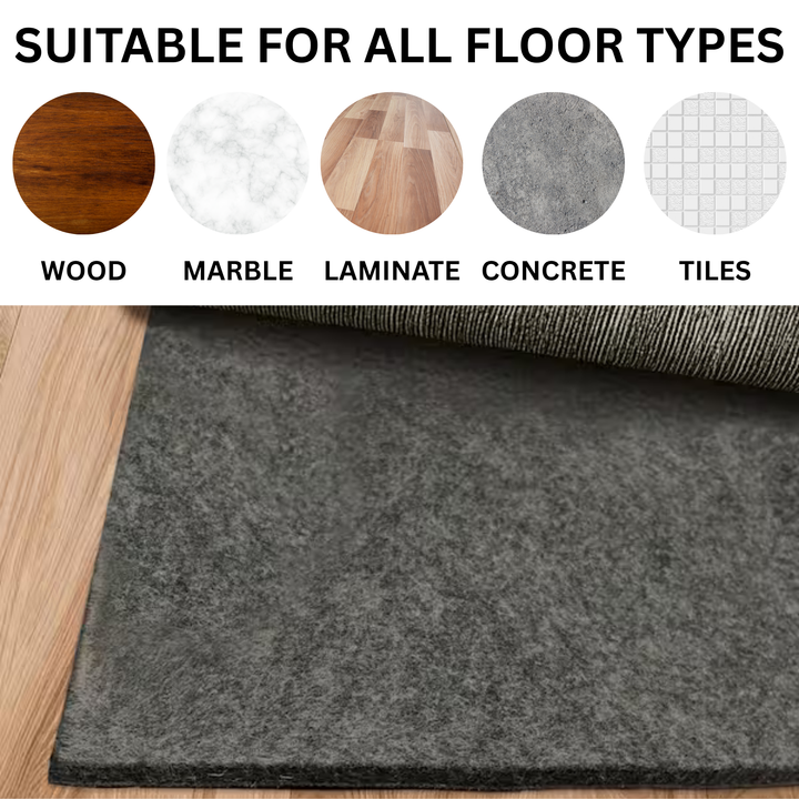 Felt Rug Underlay with Non-Slip Rubber Backing