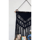 Stylish black macrame with dual wood shelves – Kalpa hanging shelf Australia