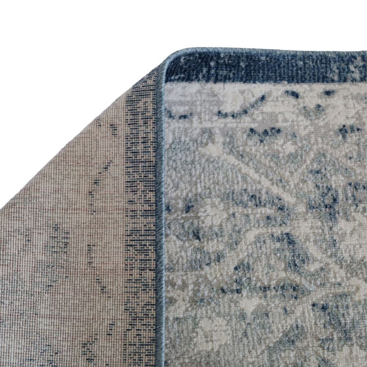 Kure Navy and White Traditional Distrssed Large Rug