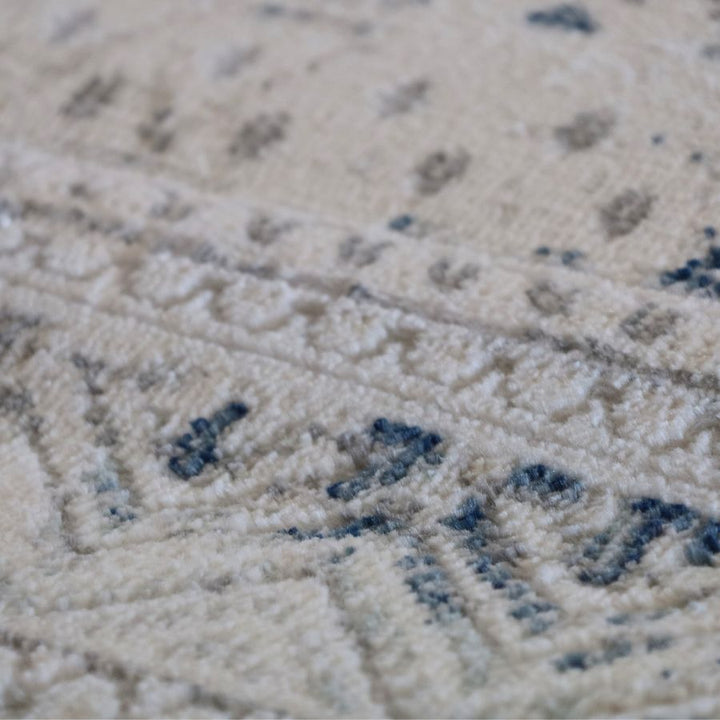 Izmir Navy and White Traditional Distrssed Extra Large Rug
