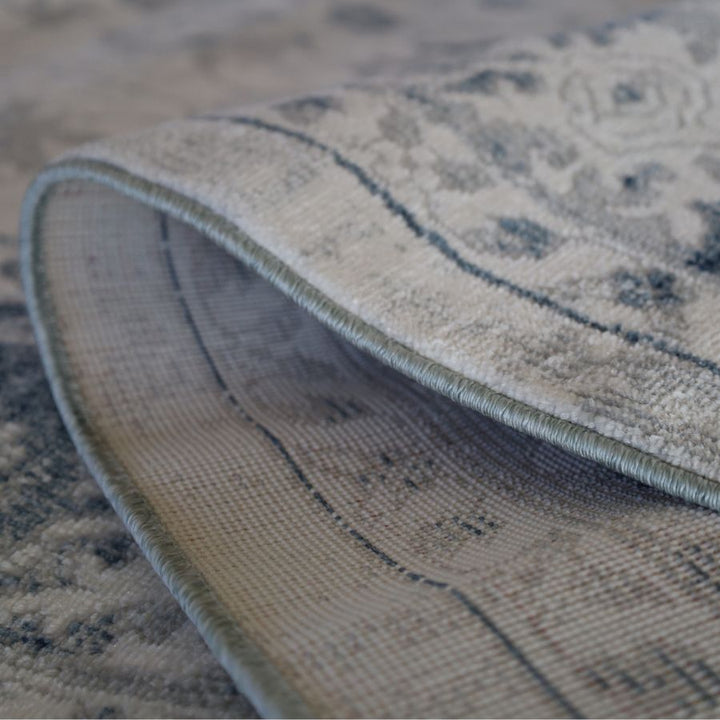 Lupin Navy and White Traditional Distressed Extra Large Rug