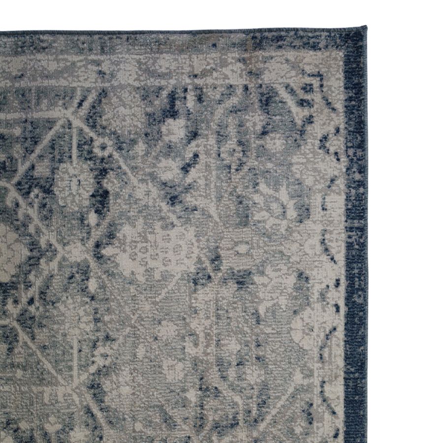 Kure Navy and White Traditional Distrssed Large Rug