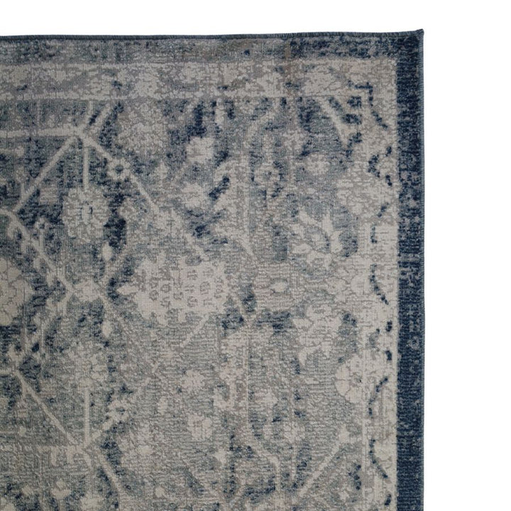 Kure Navy and White Traditional Distrssed Large Rug