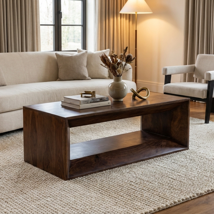 Khushi Walnut Wooden Block Coffee Table