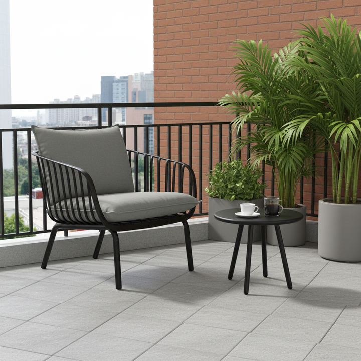 Owen Black Metal Round Coffee Table