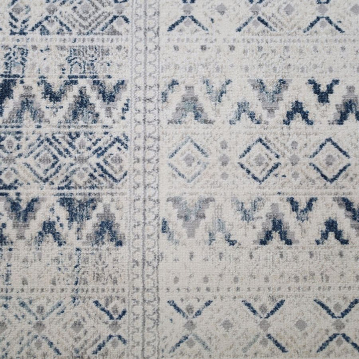 Izmir Navy and White Traditional Distrssed Extra Large Rug