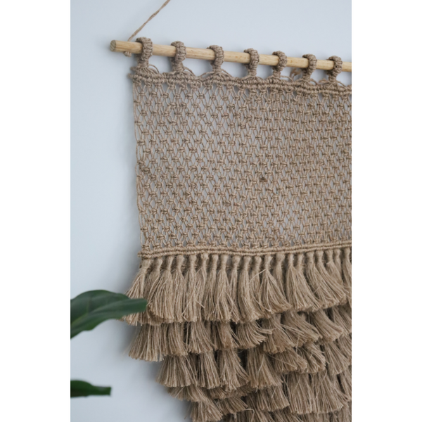 Natural boho macrame décor – Dilli jute tassel wall hanging Australia