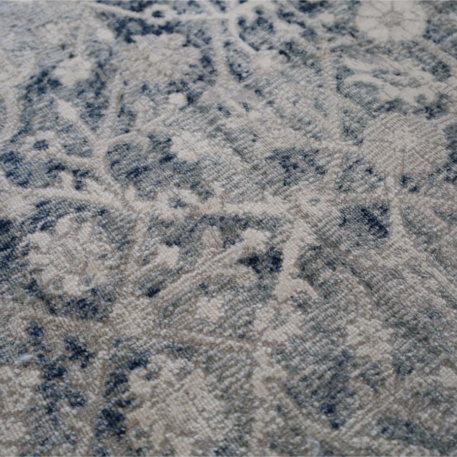 Kure Navy and White Traditional Distrssed Large Rug