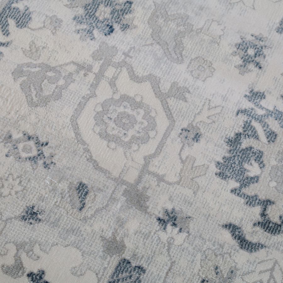 Lupin Navy and White Traditional Distressed Extra Large Rug
