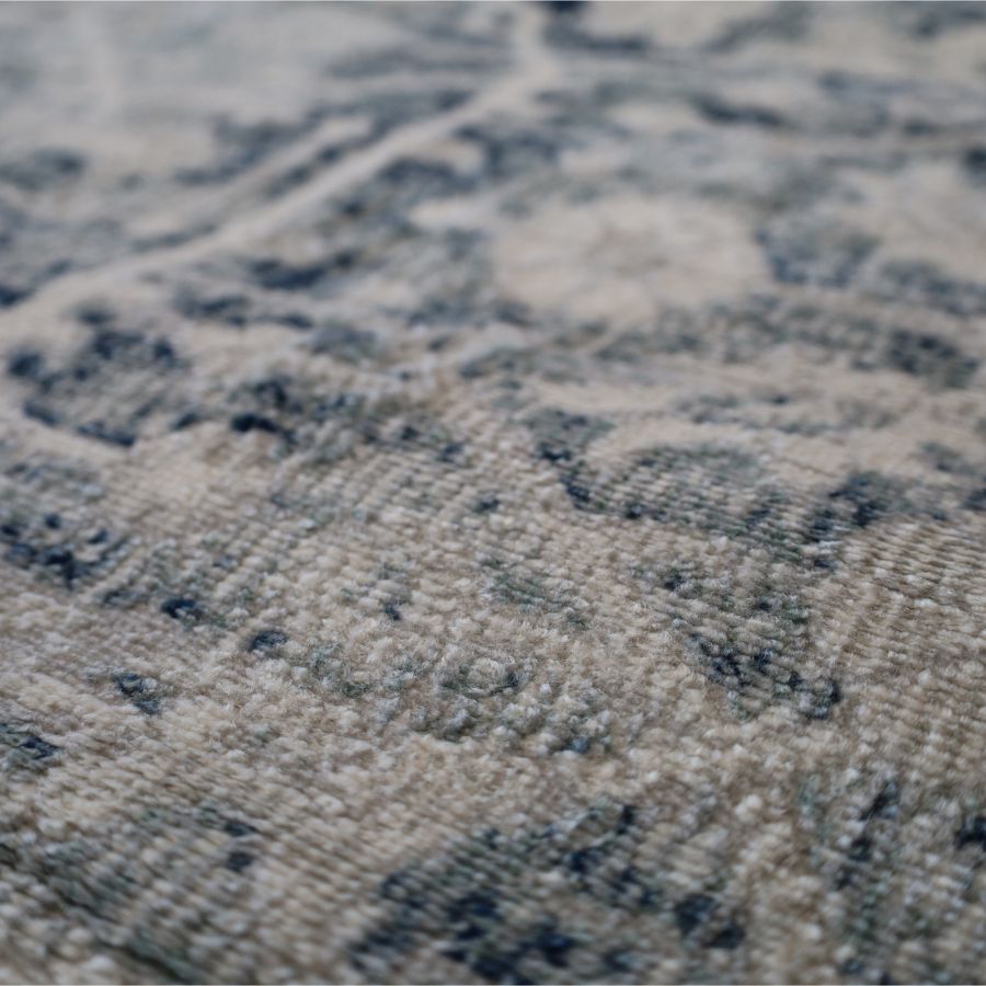 Kure Navy and White Traditional Distrssed Large Rug