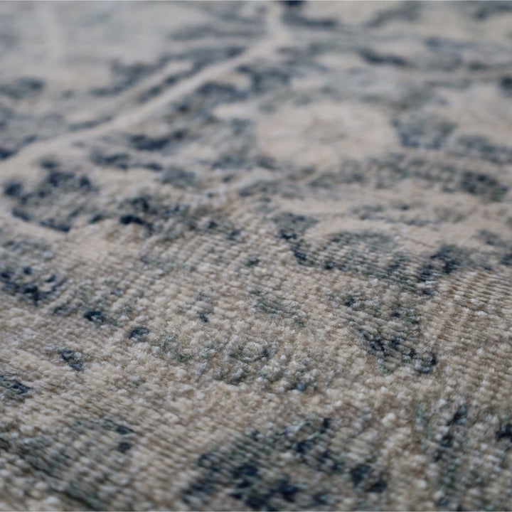 Kure Navy and White Traditional Distrssed Large Rug