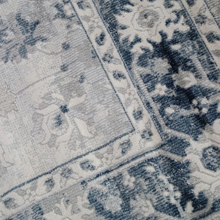 Lupin Navy and White Traditional Distressed Extra Large Rug