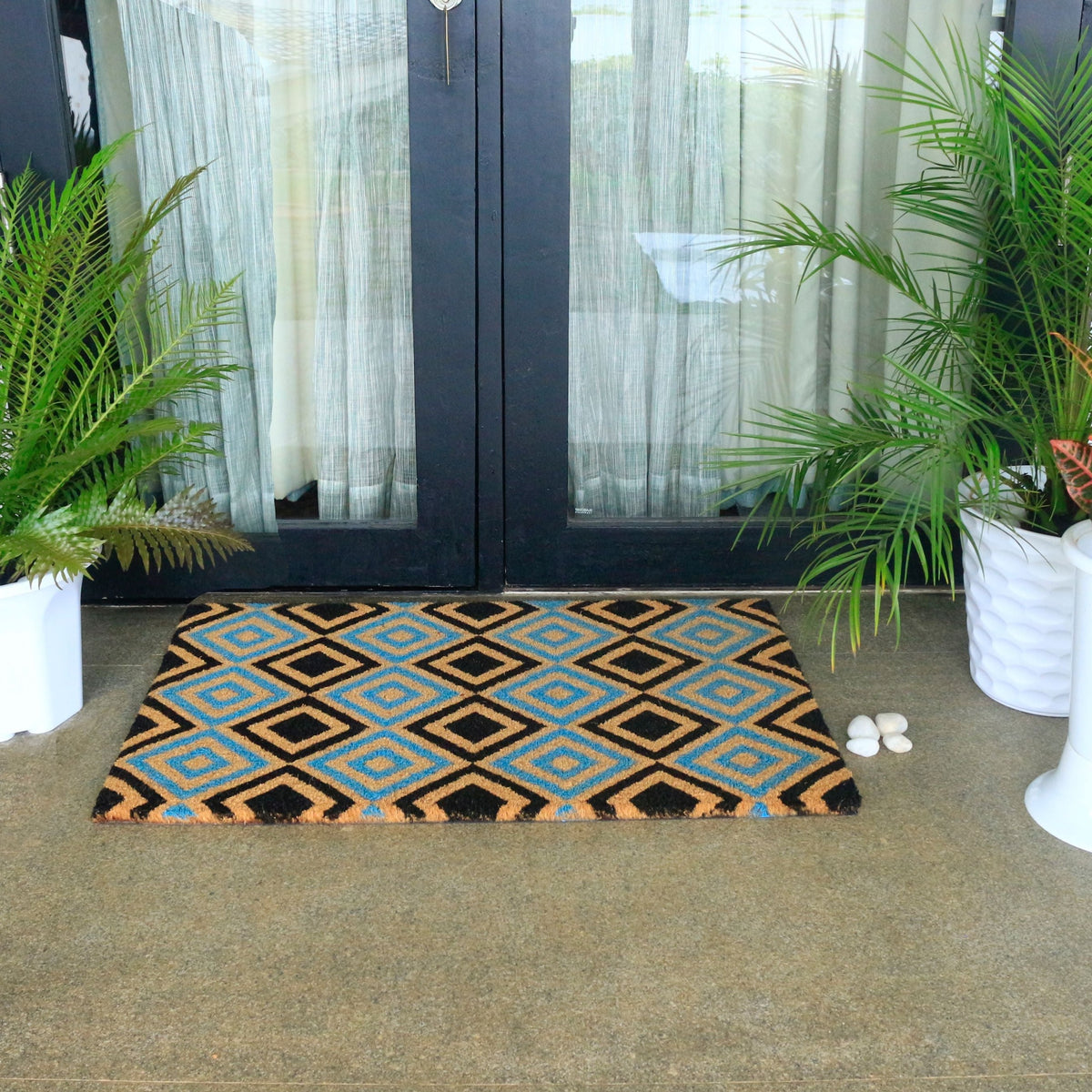 New Diamonds PVC Backed Long Coir Doormat - Fab Habitat , Doormats, 