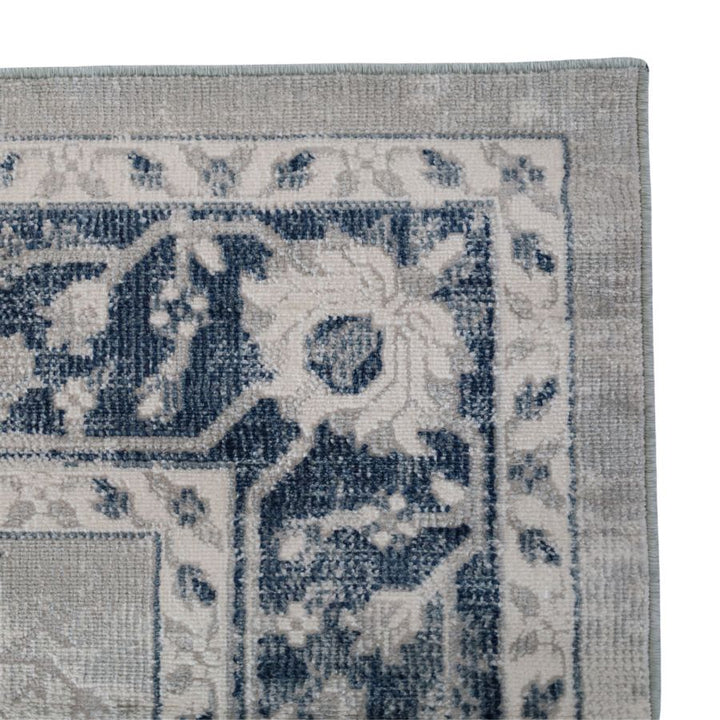 Lupin Navy and White Traditional Distressed Extra Large Rug