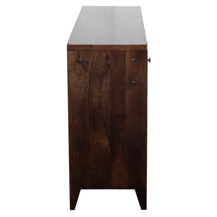 Fraser console table walnut 120cm close-up on wooden top finish – buy online in Australia