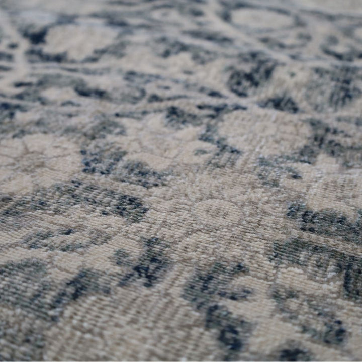 Kure Navy and White Traditional Distrssed Large Rug