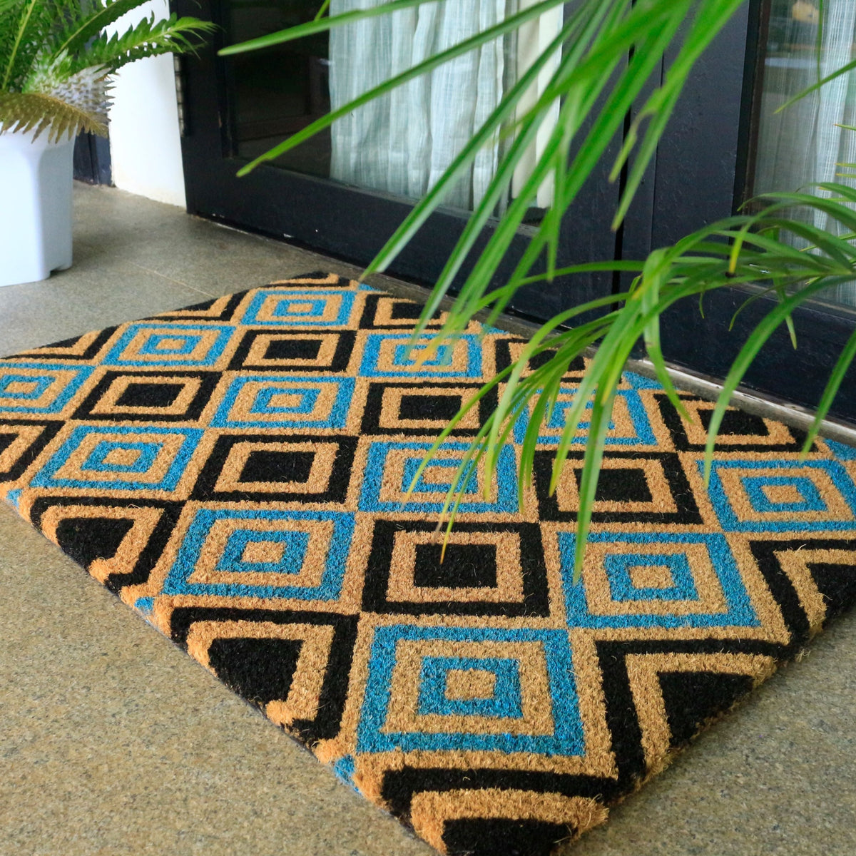 New Diamonds PVC Backed Long Coir Doormat - Fab Habitat , Doormats, 