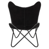 Adonis Suede Genuine Leather Black Butterfly Chair - Fab Habitat , Butterfly Chair, 