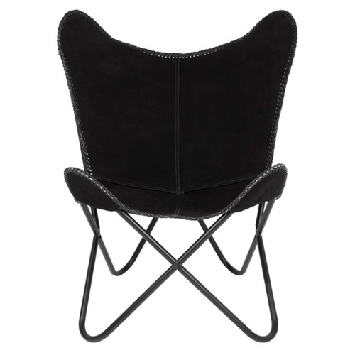 Adonis Suede Genuine Leather Black Butterfly Chair - Fab Habitat , Butterfly Chair, 