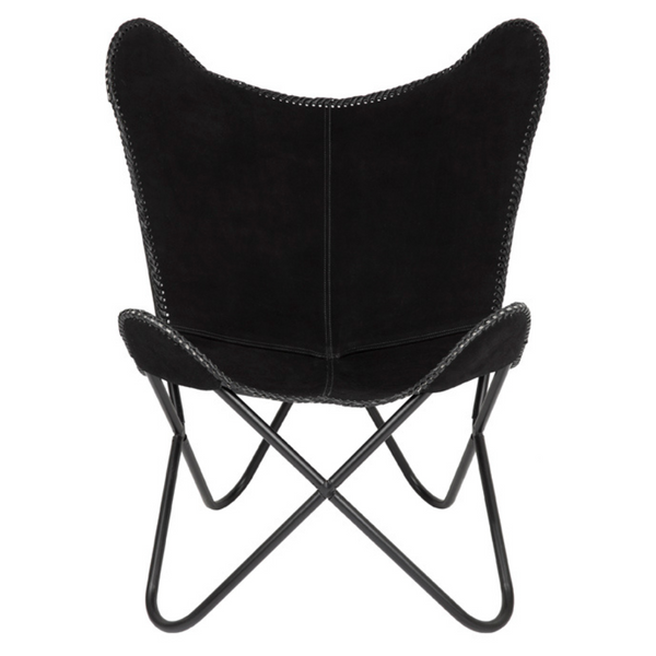 Adonis Suede Genuine Leather Black Butterfly Chair - Fab Habitat , Butterfly Chair, 