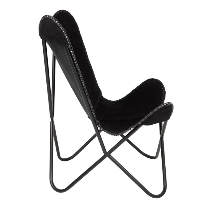 Adonis Suede Genuine Leather Black Butterfly Chair - Fab Habitat , Butterfly Chair, [product_size],