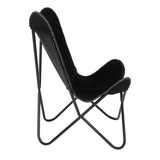 Adonis Suede Genuine Leather Black Butterfly Chair - Fab Habitat , Butterfly Chair, 