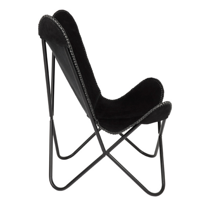 Adonis Suede Genuine Leather Black Butterfly Chair - Fab Habitat , Butterfly Chair, [product_size],