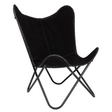 Adonis Suede Genuine Leather Black Butterfly Chair - Fab Habitat , Butterfly Chair, 