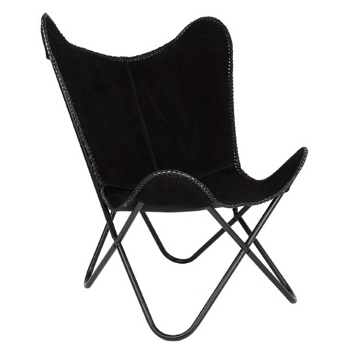 Adonis Suede Genuine Leather Black Butterfly Chair - Fab Habitat , Butterfly Chair, 