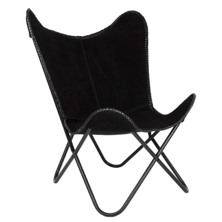 Adonis Suede Genuine Leather Black Butterfly Chair - Fab Habitat , Butterfly Chair, [product_size],