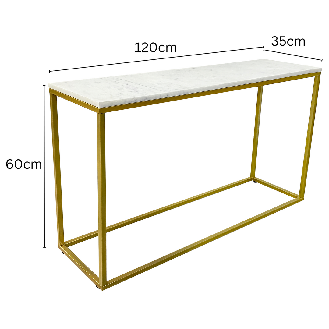 Agni Console Table with Golden Legs – Marble Top – Buy Online in Australia