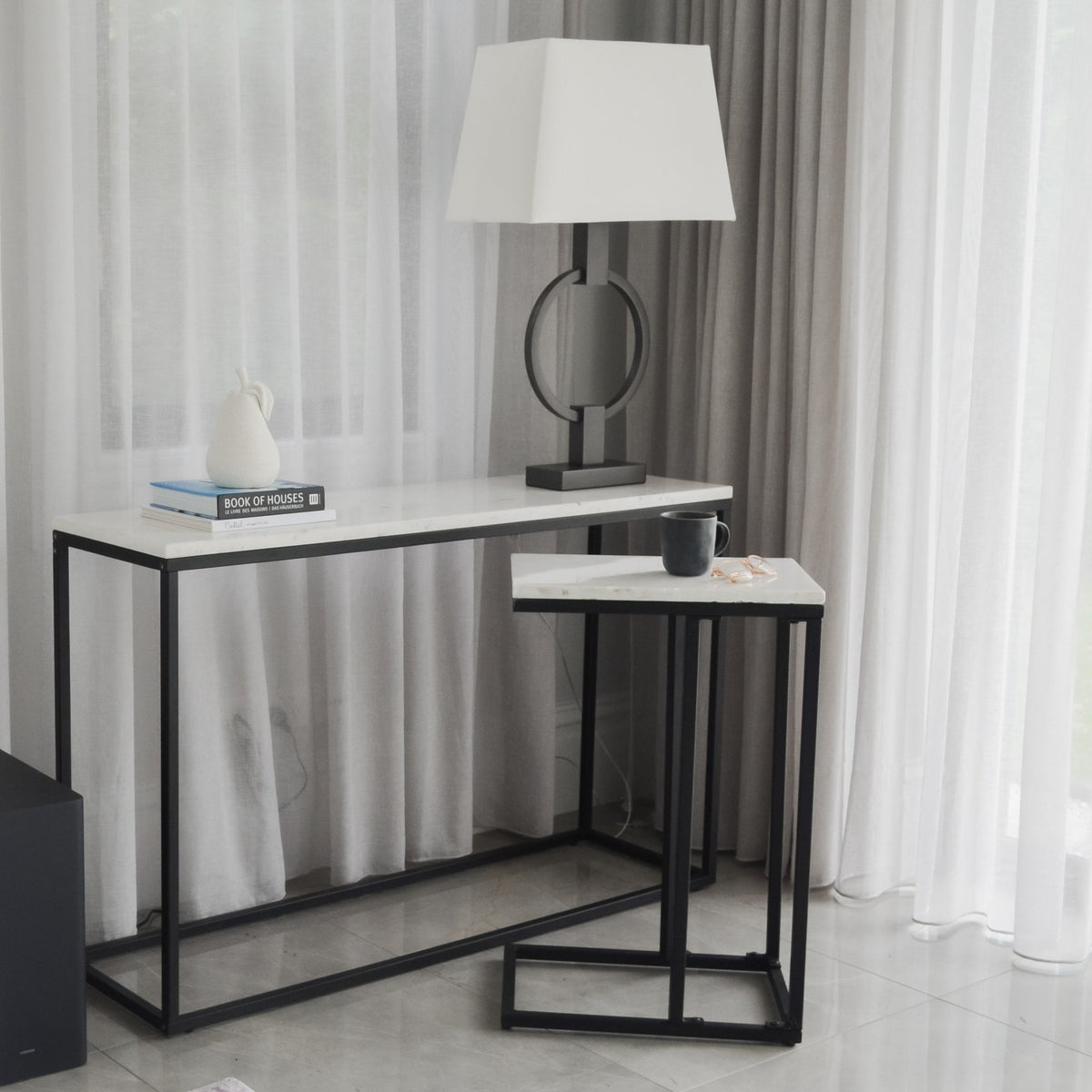 Agni Marble Top Console Table - Fab Habitat , Console Tables, 