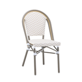 Ally Beige and White Parisian Outdoor Chair with Grey Frame