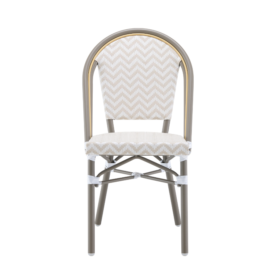 Ally Beige and White Parisian Outdoor Chair with Grey Frame