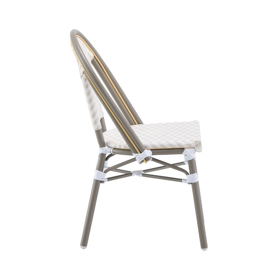 Ally Beige and White Parisian Outdoor Chair with Grey Frame