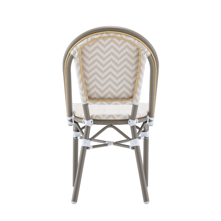 Ally Beige and White Parisian Outdoor Chair with Grey Frame