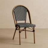 Ally Black and White Parisian Outdoor Chair with Dark Brown Frame