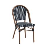 Ally Black and White Parisian Outdoor Chair with Dark Brown Frame