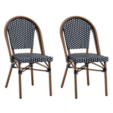 Ally Black and White Parisian Outdoor Chair with Dark Brown Frame