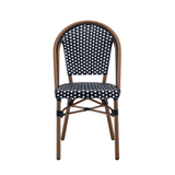 Ally Black and White Parisian Outdoor Chair with Dark Brown Frame