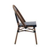 Ally Black and White Parisian Outdoor Chair with Dark Brown Frame