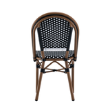 Ally Black and White Parisian Outdoor Chair with Dark Brown Frame