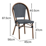 Ally Black and White Parisian Outdoor Chair with Dark Brown Frame