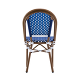 Ally Blue and White Parisian Outdoor Chair with Dark Brown Frame