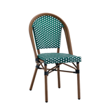 Ally Green and White Parisian Outdoor Chair with Dark Brown Frame