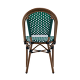 Ally Green and White Parisian Outdoor Chair with Dark Brown Frame