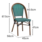 Ally Green and White Parisian Outdoor Chair with Dark Brown Frame