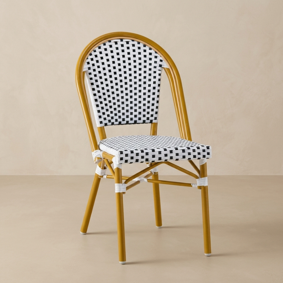 Ally White and Black Parisian Outdoor Chair with Light Brown Frame
